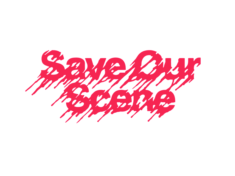 AVFTI - Save Our Scene logo messy paint splatter type