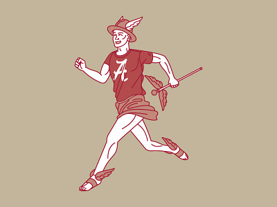 U of Alabama collegiate greek hermes mascot mercury running
