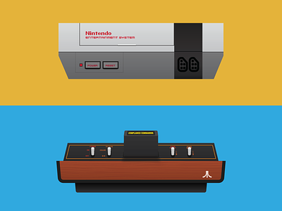 Retro Consoles atari color flat games illustration illustrator mario nes nintendo retro solid video