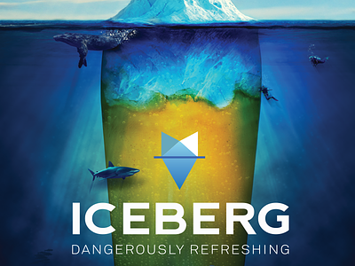 Iceberg advertising divers drink graphics ice iceberg marketing nature ocean photoshop poster promo realism restaurant sharks typography whales