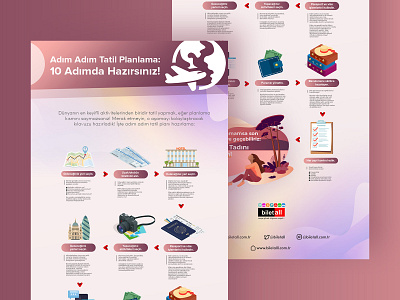 İnfographic about travel planing branding design illustration info infographic netvent purple travel typography