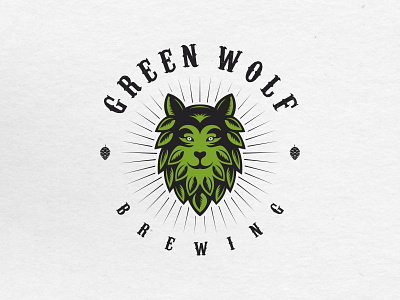 Green Wolf Brewing beer branding brewery brewing cafe design illustration logo vintage wolf