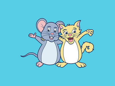 Best Friends animals best friends branding cat characters fun happy illustration logo mascot mouse stickers