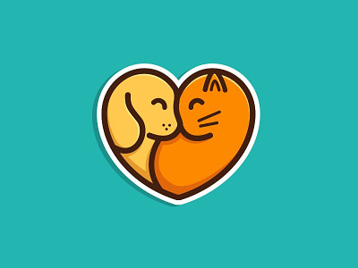 Dog and Cat #2 animals branding care cat characters dog funny illustrations logo love petshop stickers