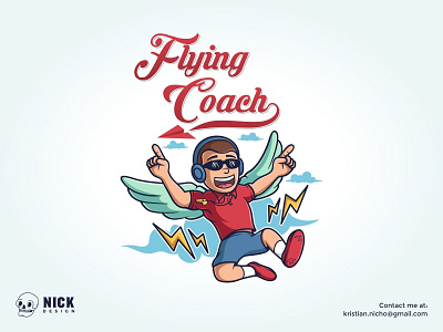 Flying Coach brand brand identity branding cartoon character design coach concept design design flying fun gaming graphic design illustration logo mascot nick design sport sport design stickers t shirt design