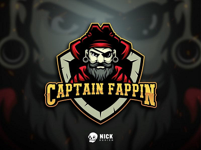 Captain Fappin Esport Logo beards brand branding character design design esport logo esports fornite gaming gaming logo illustration logo mascot mascot logo pirate sport logo sports streamer twitch youtubers