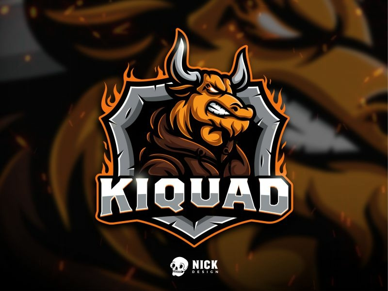 Kiquad Esport Logo esports mascot animals viking angry bull bull sport branding esports sports twitch sport logo streamer character design gaming logo esport logo gaming design illustration mascot branding logo