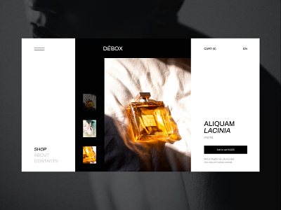 Debox – Product card for a perfume boutique aroma creative design ecommerce modern perfume shop ui web webdesign website