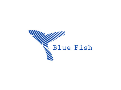 Blue Fish blue line logo logo design minimal new