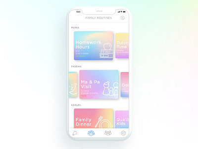 Family Routines 👶👨‍🦳👩‍🦱 colorful art connections family gradient routines smart home ui ux