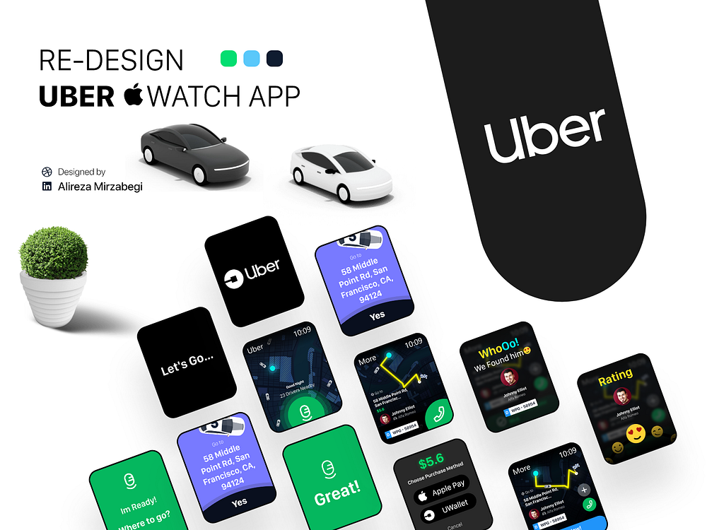 Re Design Uber Apple Watch UI UX by Alireza Mirzabegi on Dribbble