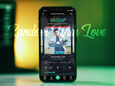 Random With Love Player app application exprience interface music player ui uiux userinterface ux