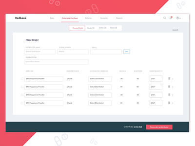 Redbook Place Order Screen chemiststore saas ui ux webapp