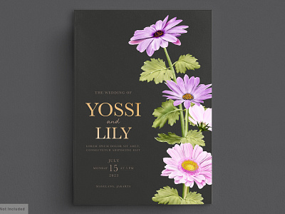 wedding card set with chrysanthemum