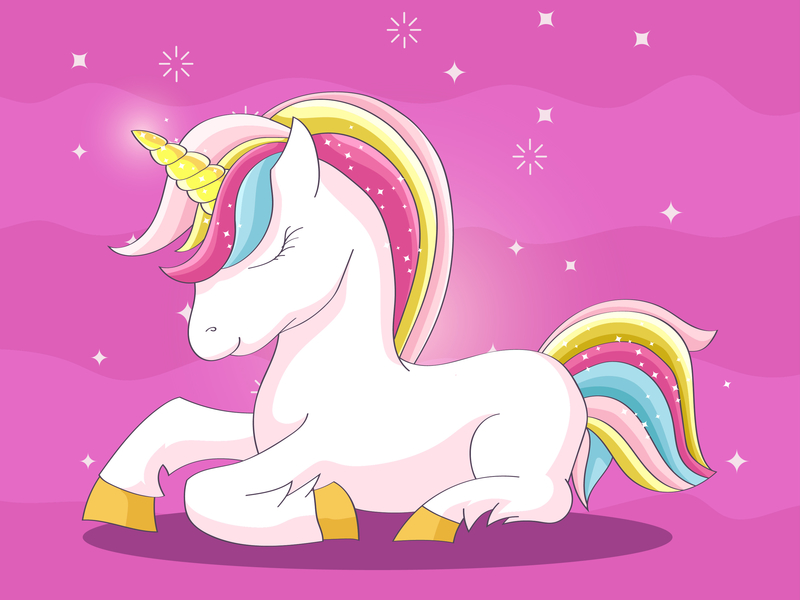 Cute cartoon unicorn character by volcebyyou Studio on Dribbble