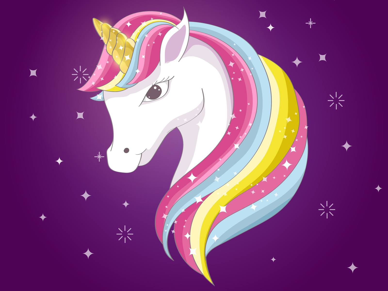 cute unicorn with gold glitter by volcebyyou Studio on Dribbble