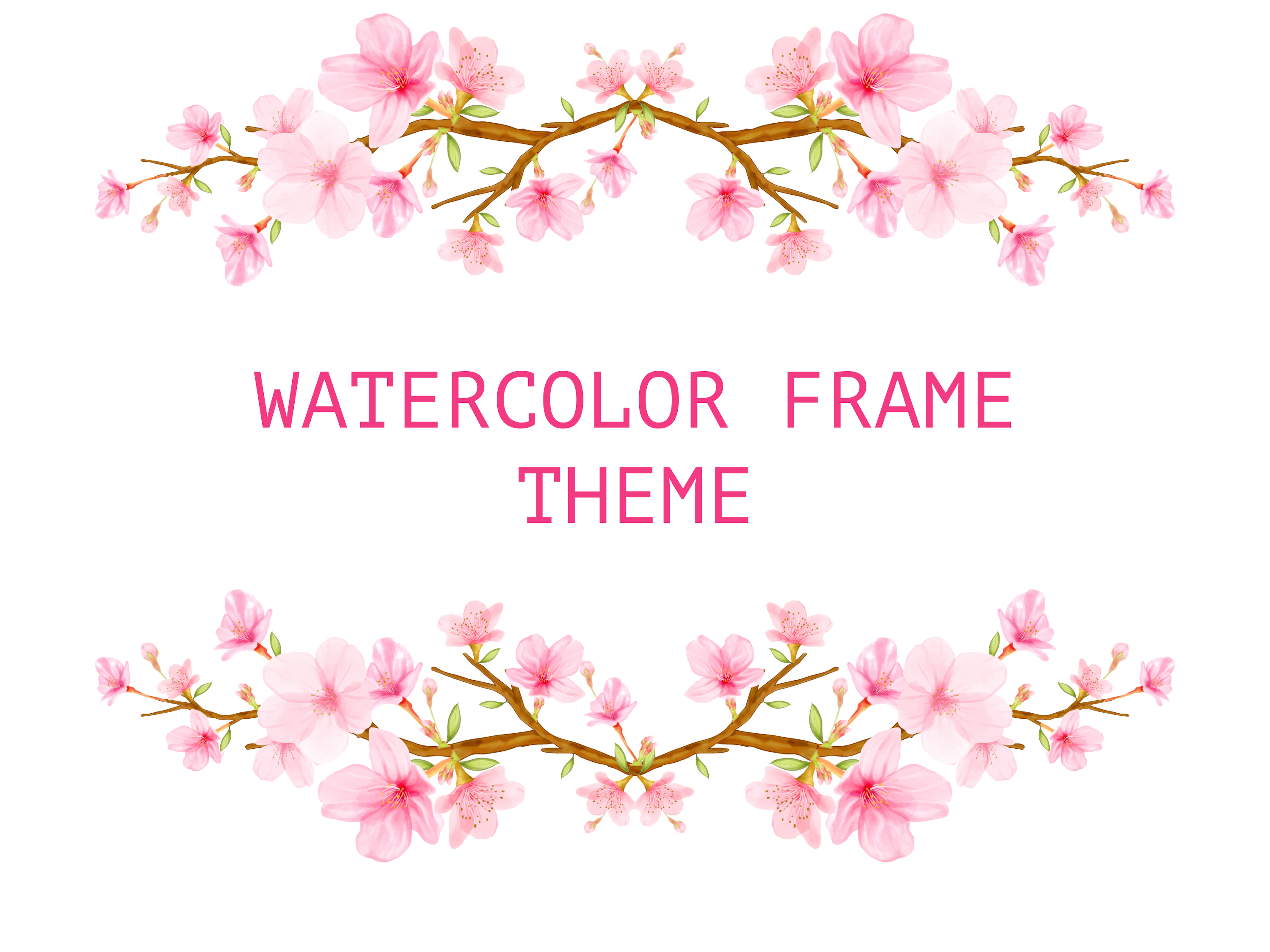 Cherry Blossom Background Frame With Hand Drawn Flowers By