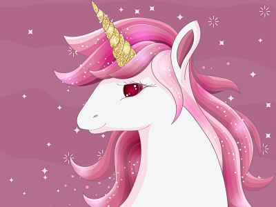 Unicorn with gold glitter around