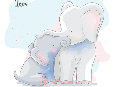 cute couple elephant illustration