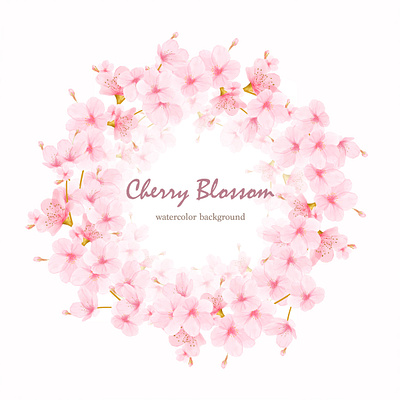 Watercolor Floral Cherry Blossom Frame Vector 99designs cherry cherry blossom dog floral illustration llama realist rose simple unicorn volcebyyou watercolor wedding