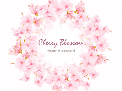 Watercolor Floral Cherry Blossom Frame Vector