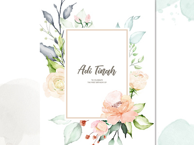 Watercolor floral frame with modern style