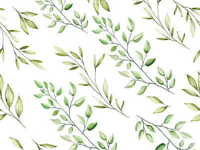 Watercolor Floral and leaves seamless pattern