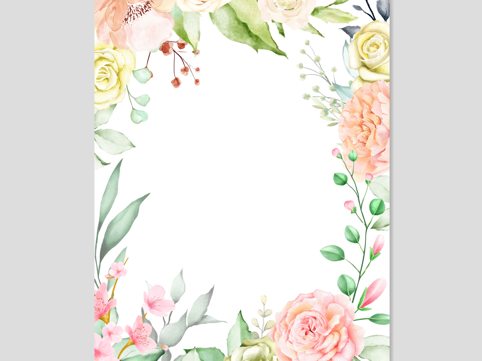  Watercolor  Floral  Frame  Multi Purpose Background by 
