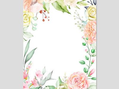 Watercolor Floral Frame Multi-Purpose Background backdrop background beautiful celebrate celebration color couple design elegant floral flower frame illustration leaf nature summer texture tropical wallpaper watercolor