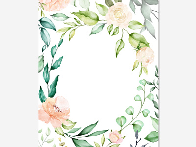 Watercolor Floral Frame Multi-Purpose Background