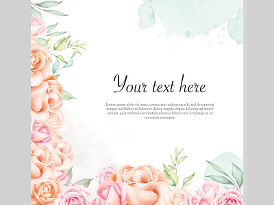 Watercolor Floral Frame Background background border decoration floral flower flowers frame green illustration invitation isolated pink rose spring vector vintage watercolor wedding white wreath