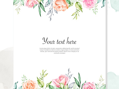 Watercolor Floral Frame Background background border decoration floral flower flowers frame green illustration invitation isolated pink rose spring vector vintage watercolor wedding white wreath