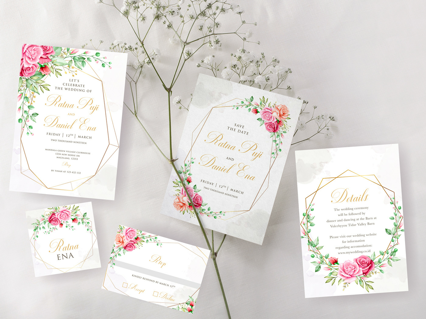 beautiful watercolor floral wedding card concept by volcebyyou Studio ...