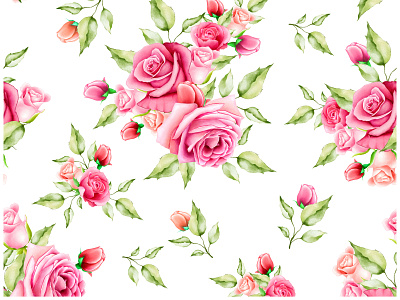 watercolor floral and leaves seamless pattern