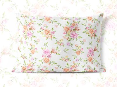 watercolor floral and leaves seamless pattern