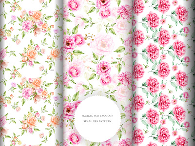 watercolor floral and leaves seamless pattern