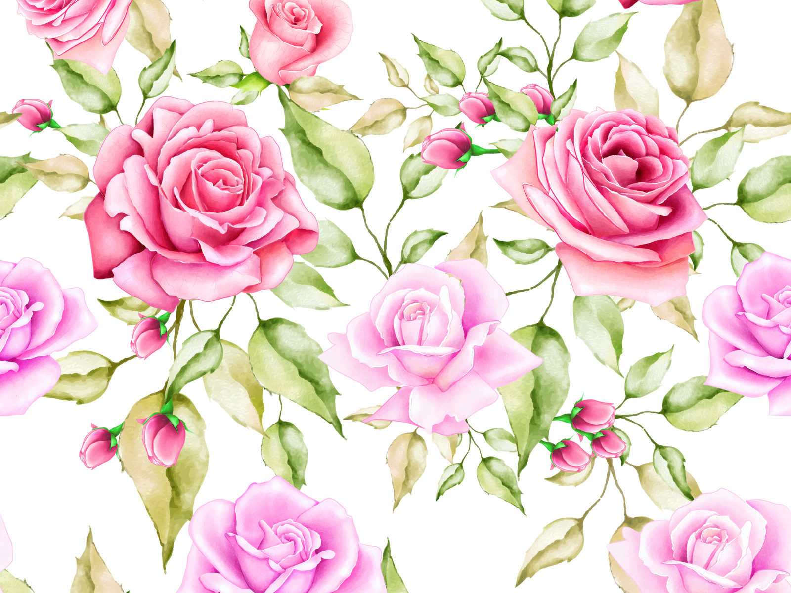 watercolor floral and leaves seamless pattern by volcebyyou Studio on ...