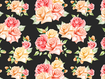 watercolor floral and leaves seamless pattern