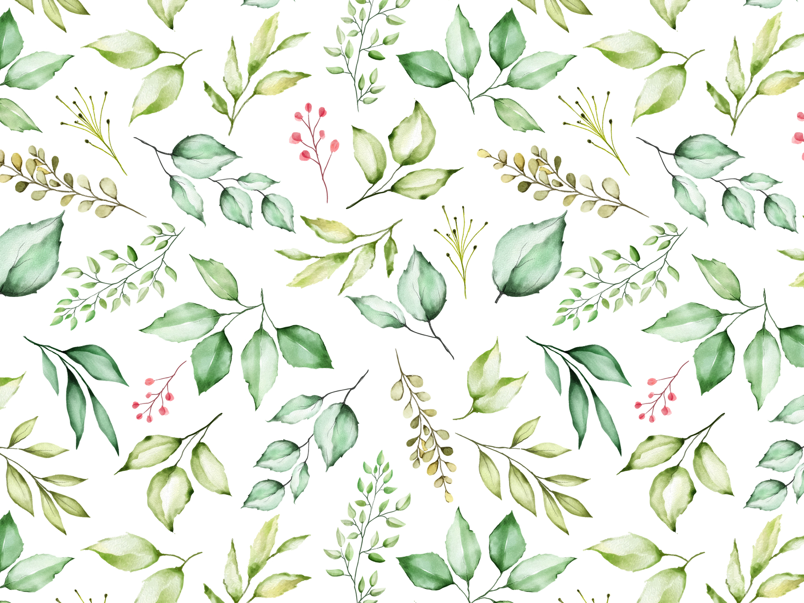 watercolor floral and leaves seamless pattern by volcebyyou Studio on