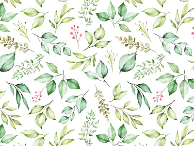 watercolor floral and leaves seamless pattern background decoration design fabric floral flower illustration leaf nature pattern plant print seamless spring summer textile texture vintage wallpaper watercolor