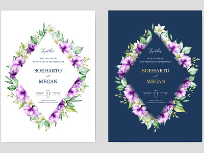 wedding invitation card with watercolor floral and leaves bouquet card celebration decoration design elegant floral frame greenery illustration invitation invite leaf nature set spring summer vector watercolor wedding