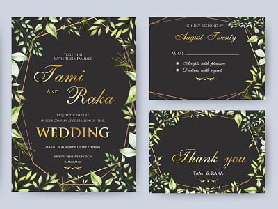 wedding invitation card with watercolor floral and leaves bouquet card celebration decoration design elegant floral frame greenery illustration invitation invite leaf nature set spring summer vector watercolor wedding