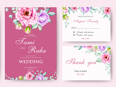 wedding invitation card with watercolor floral and leaves bouquet card celebration decoration design elegant floral frame greenery illustration invitation invite leaf nature set spring summer vector watercolor wedding