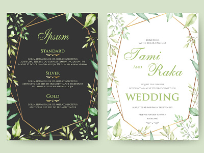 wedding invitation card with watercolor floral and leaves by volcebyyou  Studio on Dribbble