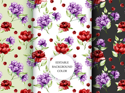 watercolor floral and leaves seamless pattern