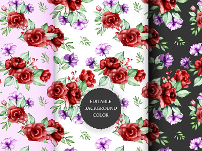 watercolor floral and leaves seamless pattern