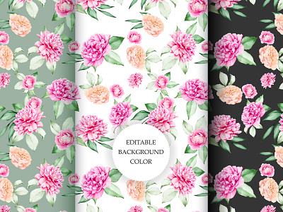 watercolor floral and leaves seamless pattern