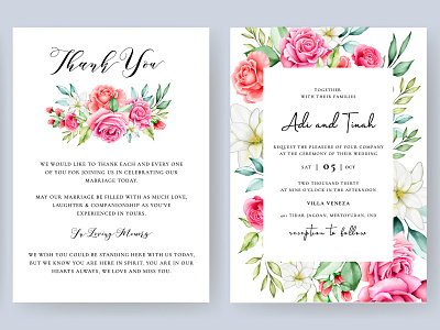 elegant watercolor floral wedding invitation template border bouquet card decoration decorative design elegant floral frame greenery greeting illustration invitation invite leaf spring template vector watercolor wedding