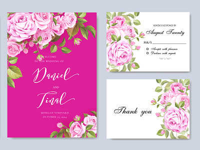 Wedding ornament with beautiful invitation card template