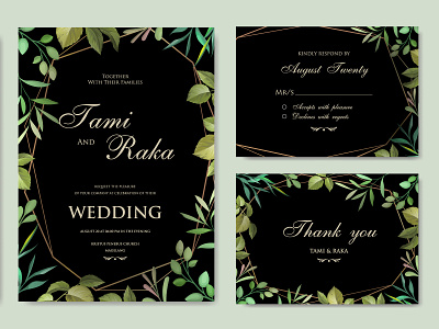 Wedding ornament with beautiful invitation card template